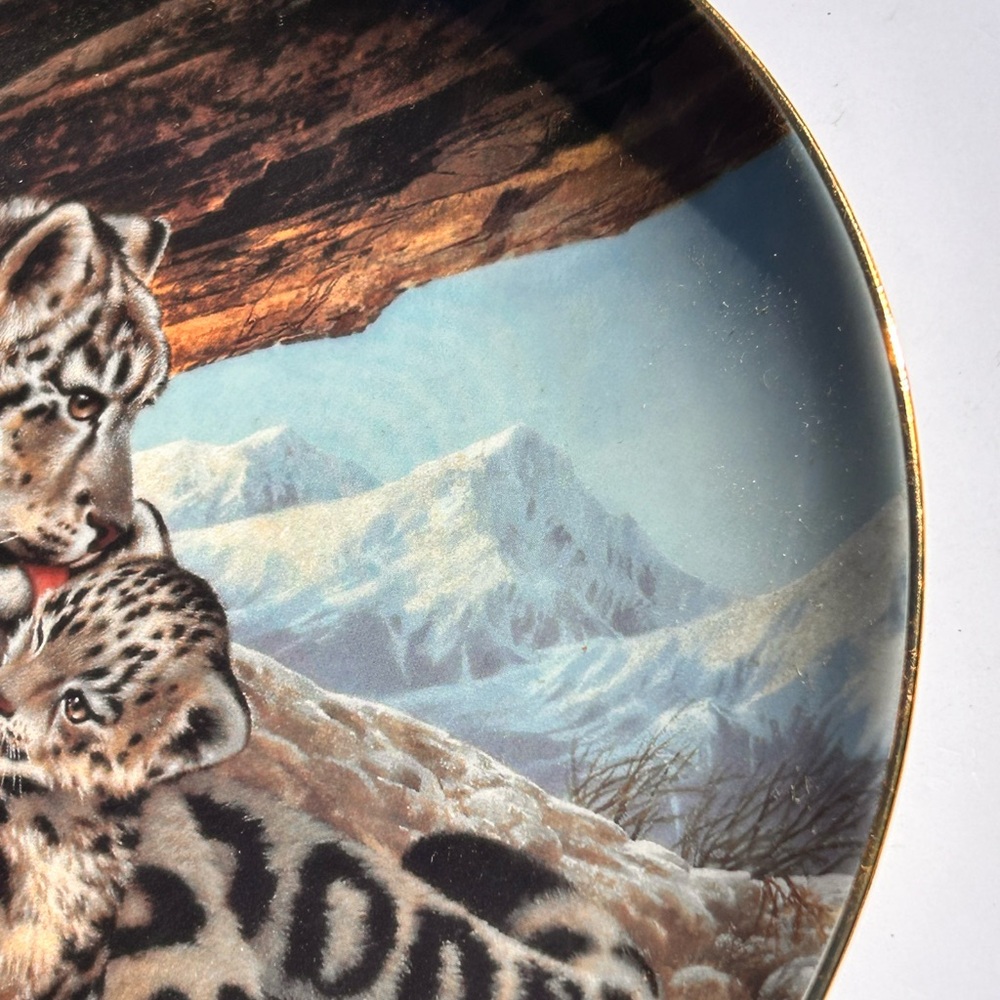 Vtg Decorative Leopard Animal Plate “The Snow Leopard” 1989 Bradex Stored in box - Picture 4 of 7